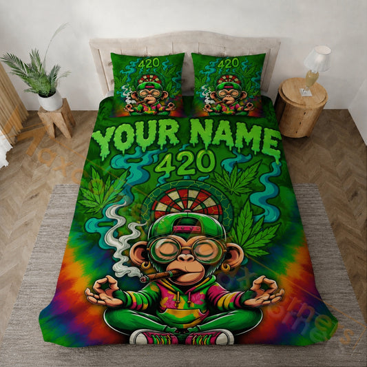 Maxcorners Darts Green 420 Monkey Bedding Set 3D All Over Printed