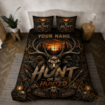 Maxcorners Hunting Dark Rustic Deer Skull Sunset Bedding Set 3D Printed Custom Name