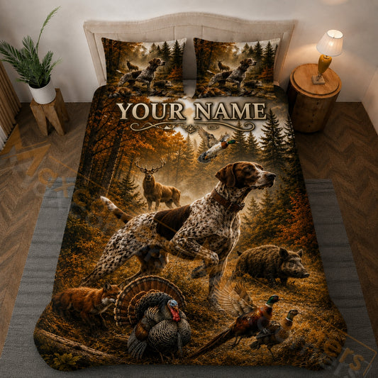 Maxcorners Hunting Autumn Forest Wildlife Adventure Bedding Set 3D Printed Custom Name