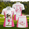 Maxcorners Pink Wine and Skeleton Lady Golfer Personalized Name 3D Golf Shirt and Skirt