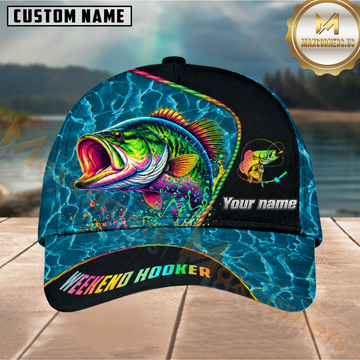 Maxcorners Fishing Neon Rainbow Water Ripple Weekend Hooker Customized Name 3D Cap