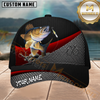 Maxcorners Fishing Neon Ocean Black Red Metal Mesh Customized Name 3D Cap
