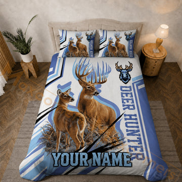 Maxcorners Personalized Deer Hunting Bedding Set Whitetail Buck Hunter Custom Name