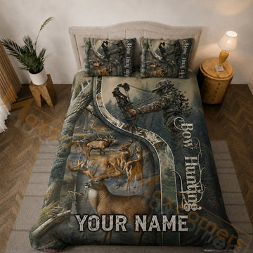 Maxcorners Personalized Bow Hunting Bedding Set Deer Hunter Archery Custom Name