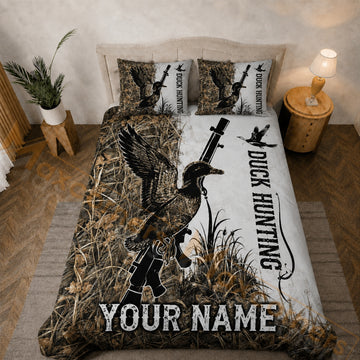 Maxcorners Personalized Duck Hunting Bedding Set Waterfowl Camo Hunter Custom Name