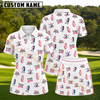 Maxcorners Pink Breast Cancer Awareness Golf Pattern 3D Golf Shirt and Skirt (No Personalized Name)