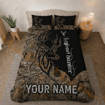 Maxcorners Personalized Deer Hunting Bedding Set Camo Buck Legend Hunter Custom Name