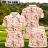 Maxcorners Blush Pink Western Cowgirl and Cactus Pattern 3D Golf Shirt and Skirt (No Personalized Name)