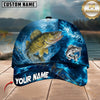 Maxcorners Fishing Electric Blue Wave Splash Custom Name 3D Cap