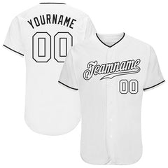 Maxcorners Custom White White-Black Authentic Baseball Jersey LM0609