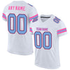 Maxcorners Custom White Light Blue-Pink Mesh Authentic Football Jersey LM2605