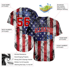 Maxcorners Custom White Red-Royal 3D American Flag Fashion Premium Baseball Jerseys LM0210
