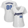 Maxcorners Custom White Blue-Navy Authentic Baseball Jersey LM2605