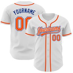 Maxcorners Custom White Orange-Royal Authentic Baseball Jersey LM0609