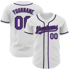 Maxcorners Custom White Purple-Black Authentic Baseball Jersey LM0609