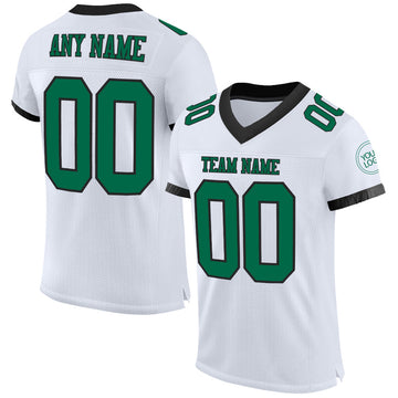 Maxcorners Custom White Kelly Green-Black Mesh Authentic Football Jersey LM2605