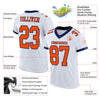 Maxcorners Custom White Orange-Navy Mesh Authentic Football Jersey LM2605