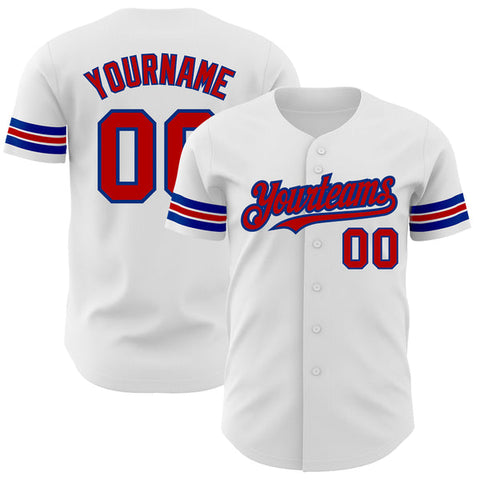 Maxcorners Custom White Red-Royal Authentic Baseball Jersey
 LM0609