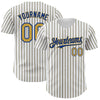 Maxcorners Custom White (Royal Old Gold Pinstripe) Old Gold-Royal Authentic Baseball Jersey LM2605