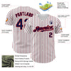 Maxcorners Custom White (Navy Red Pinstripe) Navy-Red Authentic Baseball Jersey LM2605