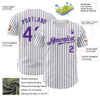 Maxcorners Custom White (Purple Gray Pinstripe) Purple-Gray Authentic Baseball Jersey LM2605