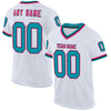 Maxcorners Custom White Teal Black-Pink Mesh Authentic Throwback Football Jersey LM2605