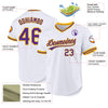 Maxcorners Custom White Purple-Gold Authentic Throwback Baseball Jersey LM2605