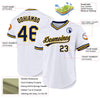 Maxcorners Custom White Navy-Gold Authentic Throwback Baseball Jersey LM2605
