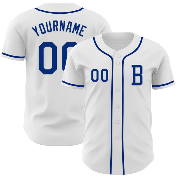 Maxcorners Custom White Royal Authentic Baseball Jersey
 LM0609