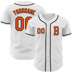 Maxcorners Custom White Orange-Black Authentic Baseball Jersey LM0609