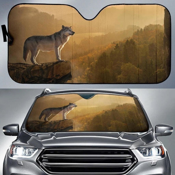 Maxcorners Wolf On The Mountain Car Sun Shade