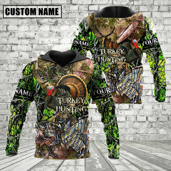 Maxcorners Custom Name Turkey Hunting Camo Style Shirt 3D All Over Printed Clothes