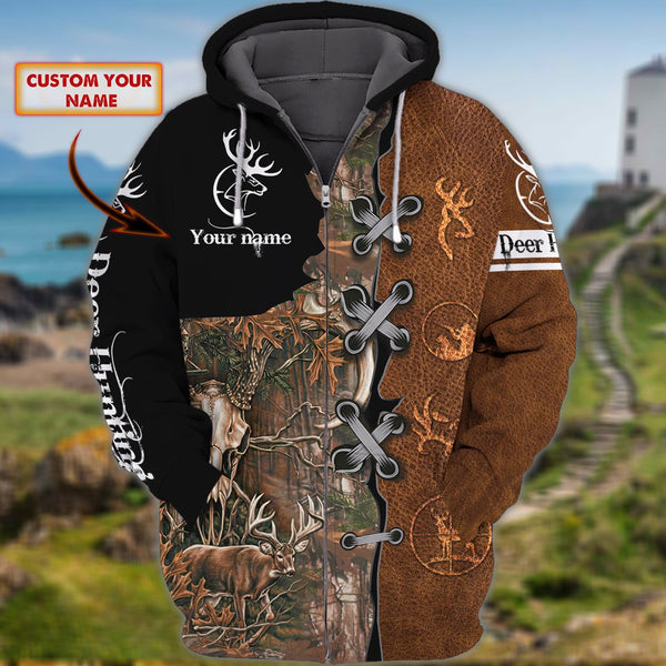 Maxcorners Custom Name Hunting Deer Shirt 3D All Over Printed Clothes