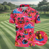 Maxcorners Pink Bigfoot Aloha Beach Vacation Golf Shirt, Golf Polo For Women, Printed Golf Shirt LM1507