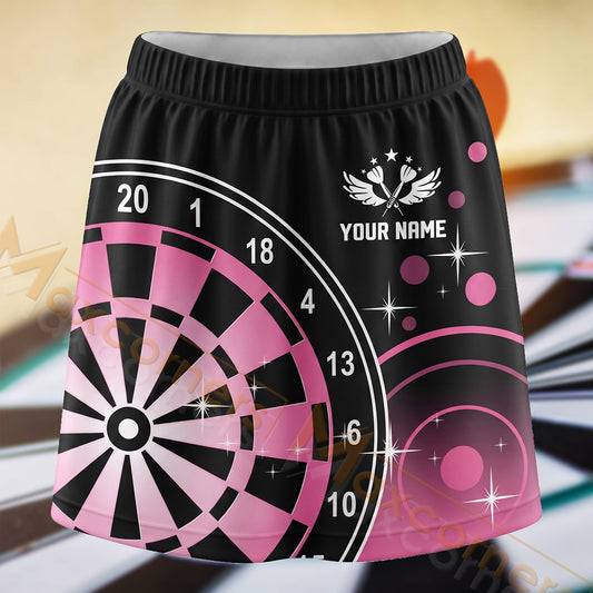 Maxcorners Darts Neon Pink Circular Dartboard Personalized 3D Skort, Skirts With Shorts