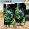 Maxcorners Fishing Tumbler Emerald Green Energy Flame Design Personalized Name Tumbler (13 Species)