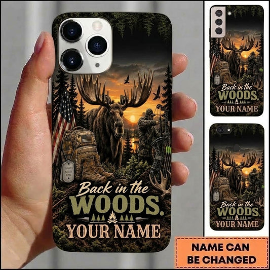 Maxcorners Hunting Moose Bow Hunter Back In The Woods Customized Name Phone Case