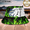Maxcorners Fishing Vibrant Green Flame Fishing Action with Bold Graphic Personalized Name 3D Bucket Hat (13 Fish Species)