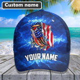 Maxcorners Custom Name Bass Fishing 3D American Flag Cap