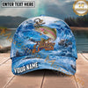 Maxcorners Fishing Ocean Anchor Wave Personalized Name 3D Cap (12 Fish Species)