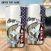 Maxcorners Fishing Tumbler White Patriotic Flag Stripe Design Personalized Name Tumbler (13 Species)