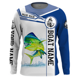 Maxcorners Mahi mahi Fishing UV Protection Quick Dry Customize Name and Boat Name Tournament 3D Shirts