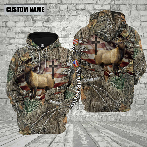 Maxcorners Custom Name Elk Hunting Shirt 3D All Over Printed Clothes