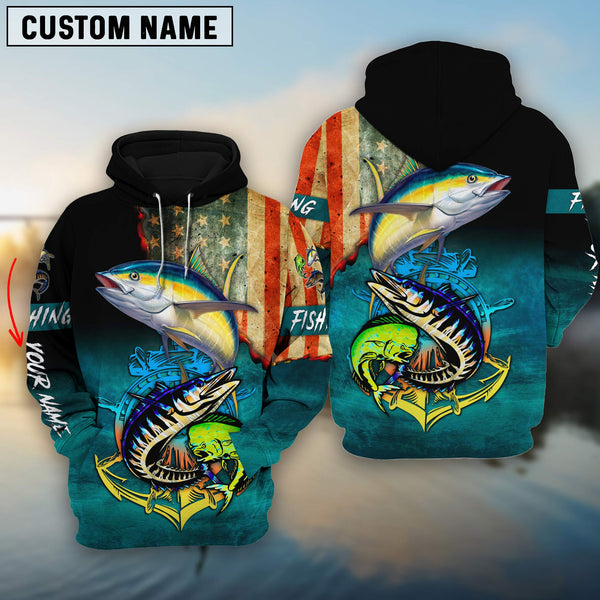 Maxcorners Mahi-mahi, Wahoo, Tuna Customize Name 3D Hoodie