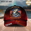 Maxcorners Fishing Patriotic United States Angler Personalized Name 3D Cap (12 Fish Species)