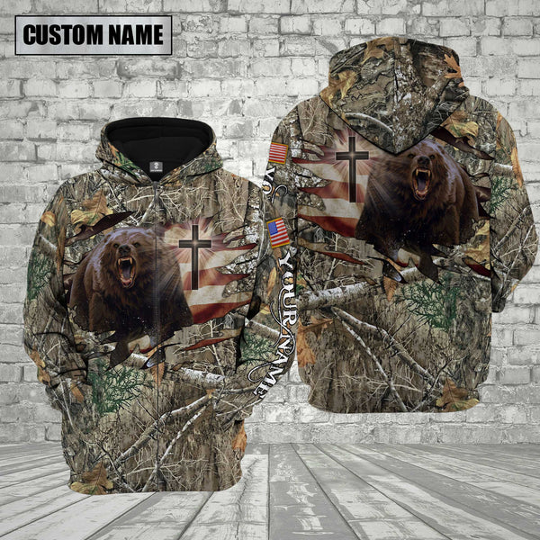 Maxcorners Custom Name Bear Hunting Shirt 3D All Over Printed Clothes