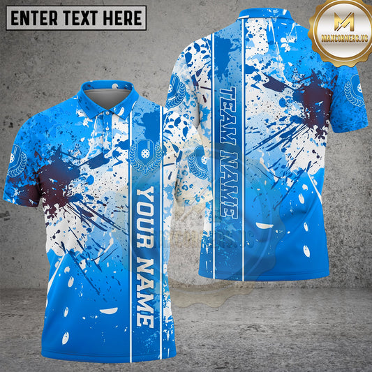 Maxcorners Pickleball Polo Paint Splatter Team Style Multiple Options Personalized Name, Team Name 3D Shirt