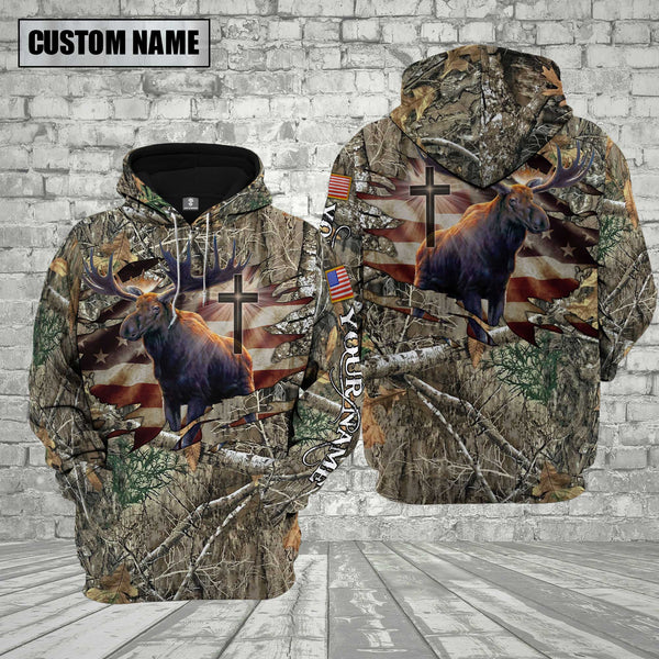 Maxcorners Custom Name Moose Hunting Shirt 3D All Over Printed Clothes