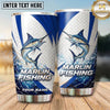 Maxcorners Fishing Tumbler Blue White Racing Stripe Design Personalized Name Tumbler (13 Species)