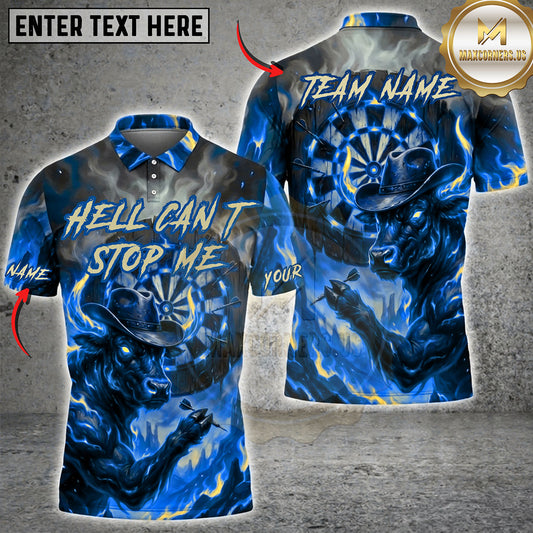 Maxcorners Darts Hell Can't Stop Me Flaming Skull Dartboard Multiple Options Personalized Name, Team Name 3D Shirt